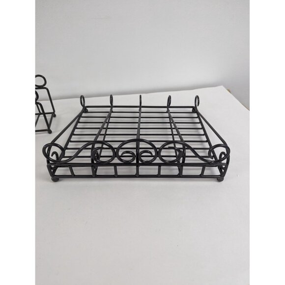 Buffet Silverware Flatware Caddy Holder Napkins Set of 2 Black Metal - Picture 6 of 6